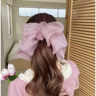🍓CCT🍓 โบว์ประดับผม คลิปสปริงติดผม ขนาดใหญ่ 3 ชั้น ผ้าชีฟอง สไตล์เกาหลี พร้อมส่งในไทย