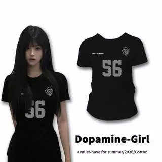 COD พร้อมส่ง เสื้อยืดฤดูร้อนผู้หญิง สีดำรุ่นเบสิค แขนตรงเข้ารูป สไตล์สาวแซ่บอเมริกัน ใส่ได้ทุกลุค
