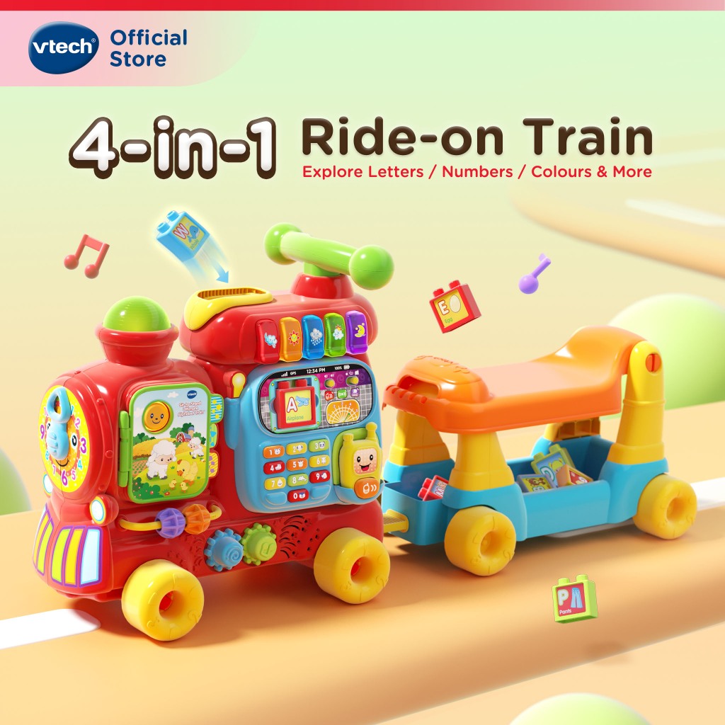 VTech รถไฟตัวอักษรสุดยอด 4-in-1 ขี่ได้และช่วยเดิน, Alphabet Train Ride-on Walker 80-181900