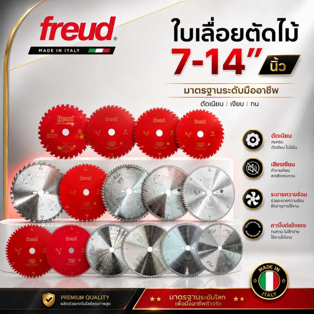 FREUD 7/8/9/10/12/14 นิ้ว ใบเลื่อยวงเดือน ใบเลื่อยตัดไม้  ใบเลื่อยฟรอย  ของแท้นำเข้าจากอิตาลี พร้อมส่งจากไทย