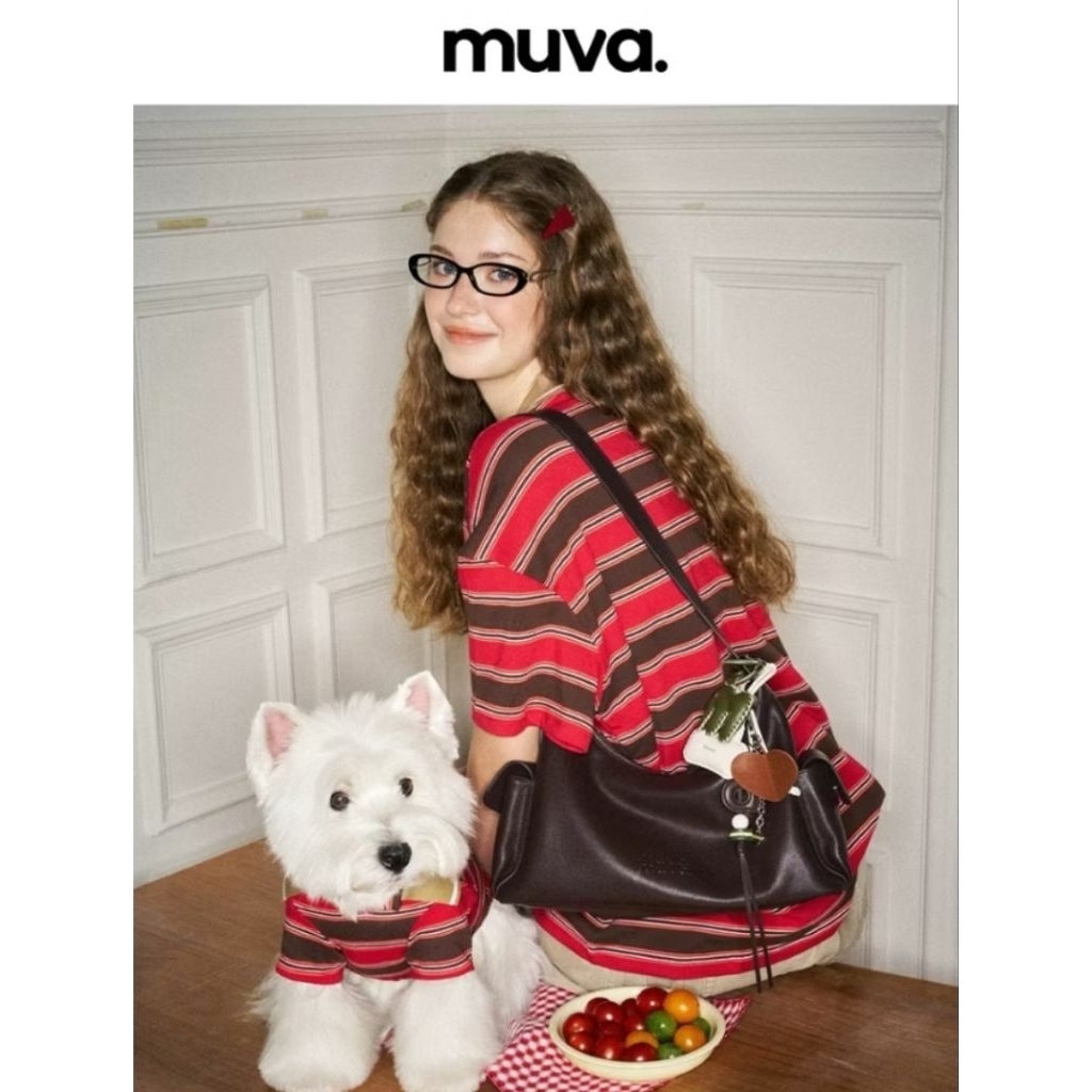 💕😻New in box MUVA (โค้ดลด20%) genuine leather shoulder bag แท้100% จากชอป