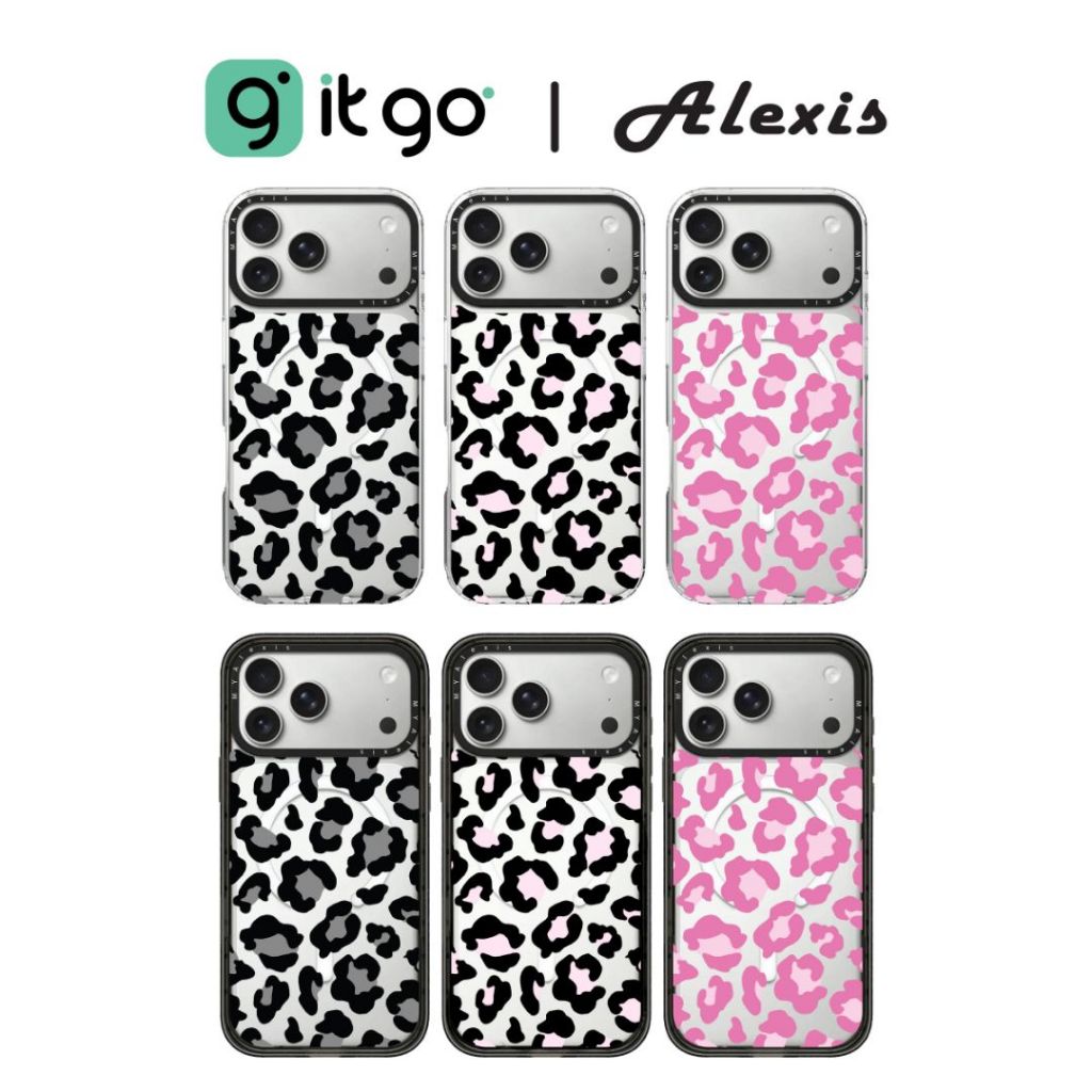 เคสใสและขอบดำ สำหรับ IPhone 17 Alexis Cartoon ST Black & Clear Leopard Pink Style – ลายเสือดาว หวานซน แต่แกร่ง
