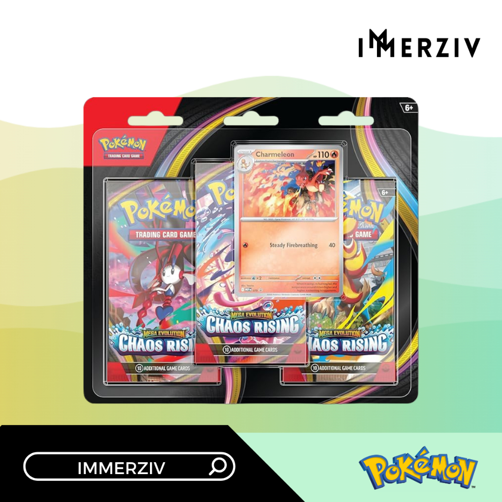 (พร้อมส่ง) POKEMON TCG: MEGA EVOLUTION - CHAOS RISING 3 PACK BLISTER (การ์ดโปเกม่อน)
