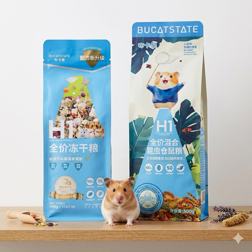H1#BUCASTSTATE อาหารหนู H1 อาหารสัตว์ฟันแทะ ผสมธัญพืชและเนื้อสัตว์ น้ำหนัก 500 กรัม