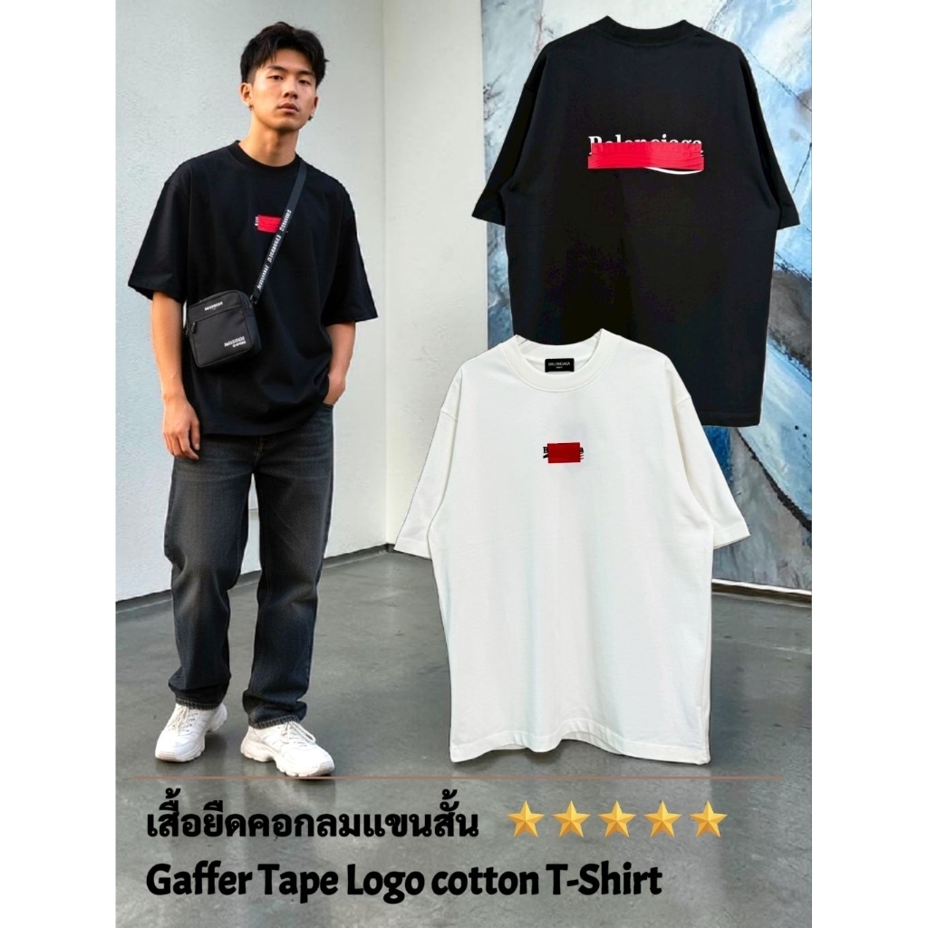 เสื้อยืดคอกลมแขนสั้น ​Gaffer Tape Logo cotton T-Shirt / BG