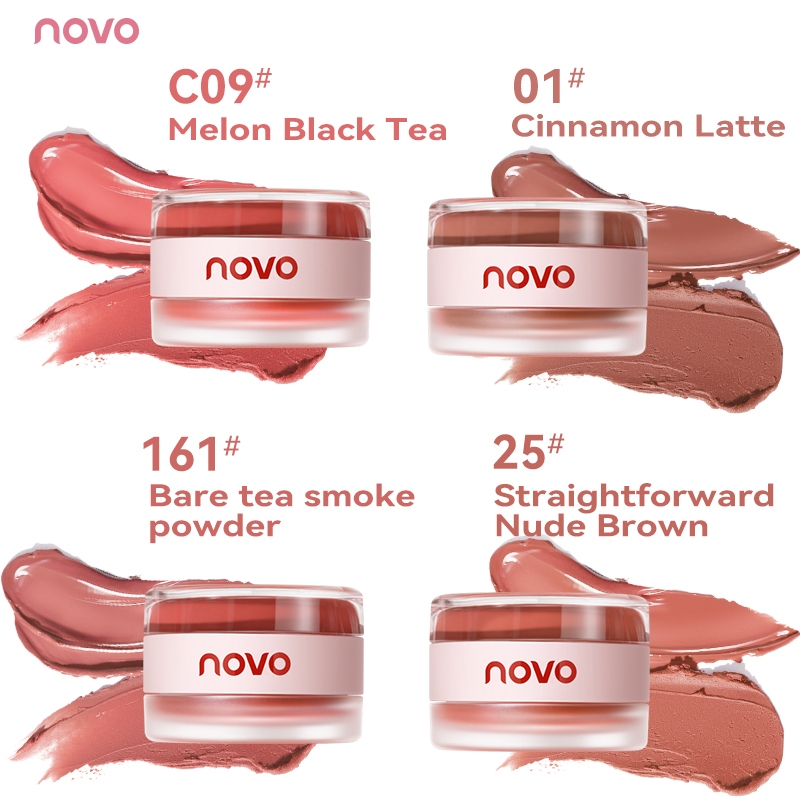 9086 (ใหม่/แท้) NOVO Lip & Cheek Balm 1กระปุก2สูตร ลิปเนื้อกำมะหยี่ เนื้อเวลเวทแมท ลิปโคลน ติดทน