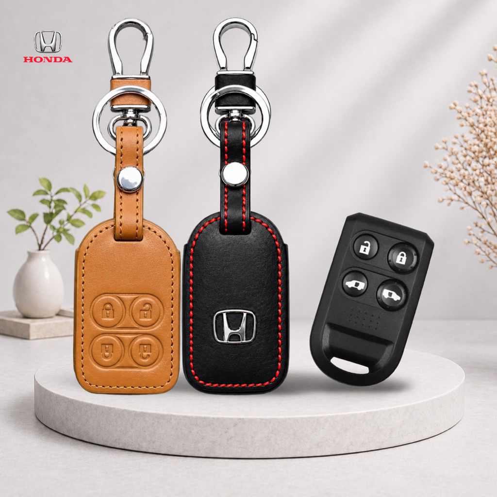 ซองหนังแท้ ใส่กุญแจรีโมทรถยนต์ New Honda Freed รุ่นโลโก้เหล็ก H-เงิน