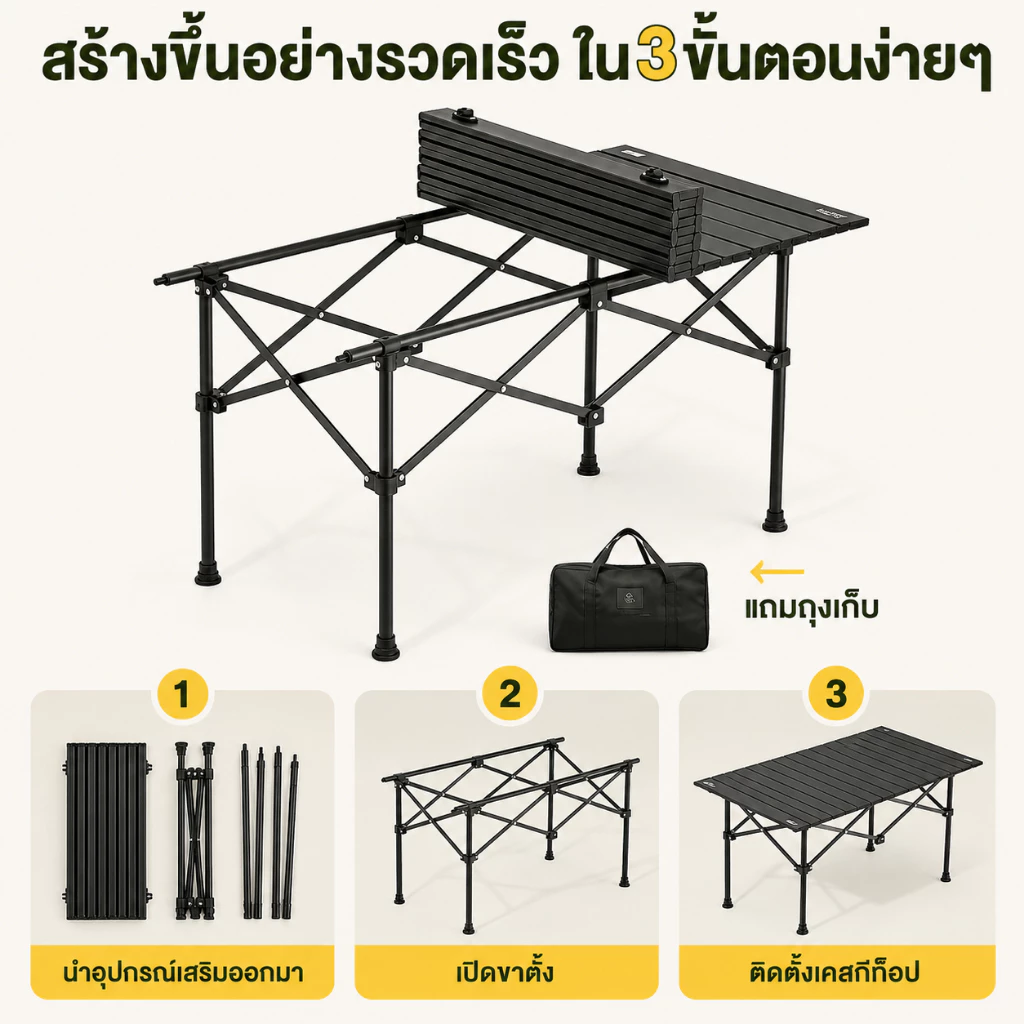 โต๊ะแคมป์ปิ้ง เก้าอี้แคมป์ปิ้ง พับได้ thumbnail 5