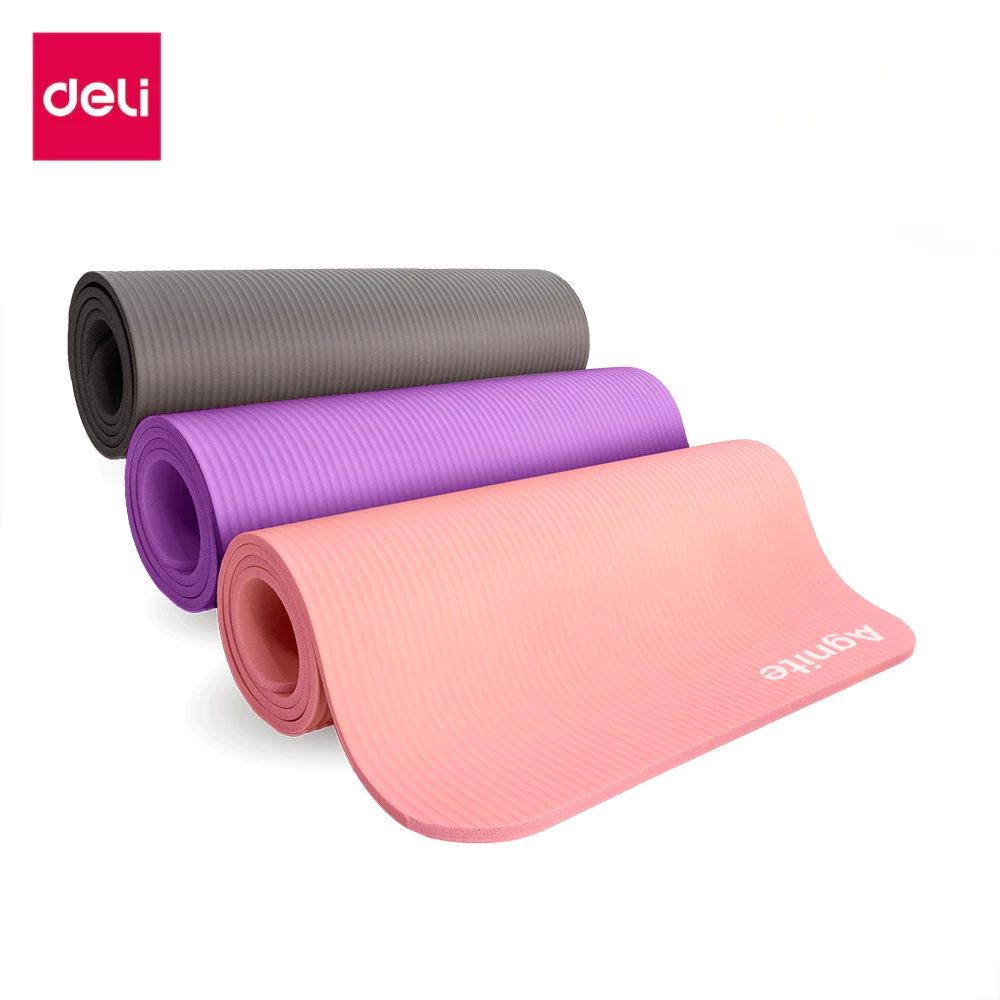 Deli เสื่อโยคะ NBR 6-10mm กันลื่น กันน้ำ พร้อมของขวัญ