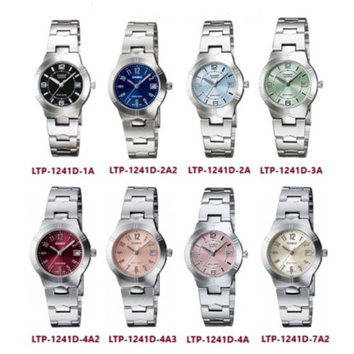 CASIO นาฬิกาข้อมือผู้หญิง รุ่น LTP-1241D,LTP-1241D-1A,LTP-1241D-2A,LTP-1241D-4A,LTP-1241D-7A2,LTP-12