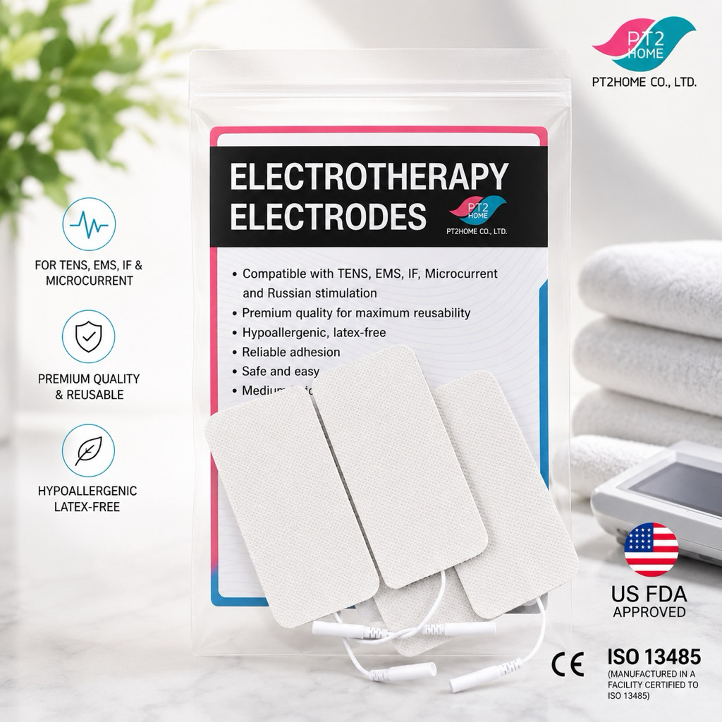 แผ่นเทนส์ TENS ขนาดใหญ FDA USA แผ่นขั้วกระตุ้นไฟฟ้า อิเล็คโทรด 2x4 นิ้ว อ่อนโยน เหนียวทน electrode