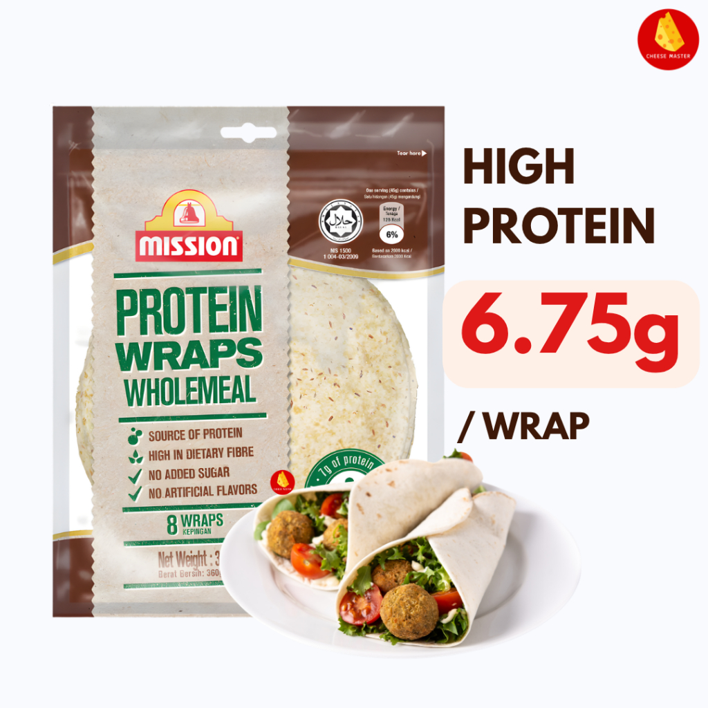 แป้งแรป โปรตีนสูง Mission High Protein Wrap 360g 8แผ่น