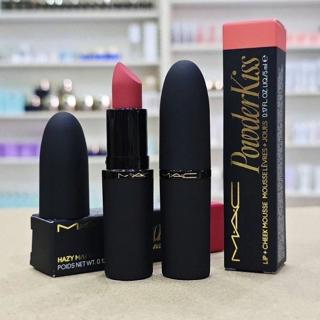 MAC Powder Kiss Hazy Matte Lipstick ลิปแมตต์ฟุ้งละมุน เบลอปาก บางเบา ติดทน ของแท้