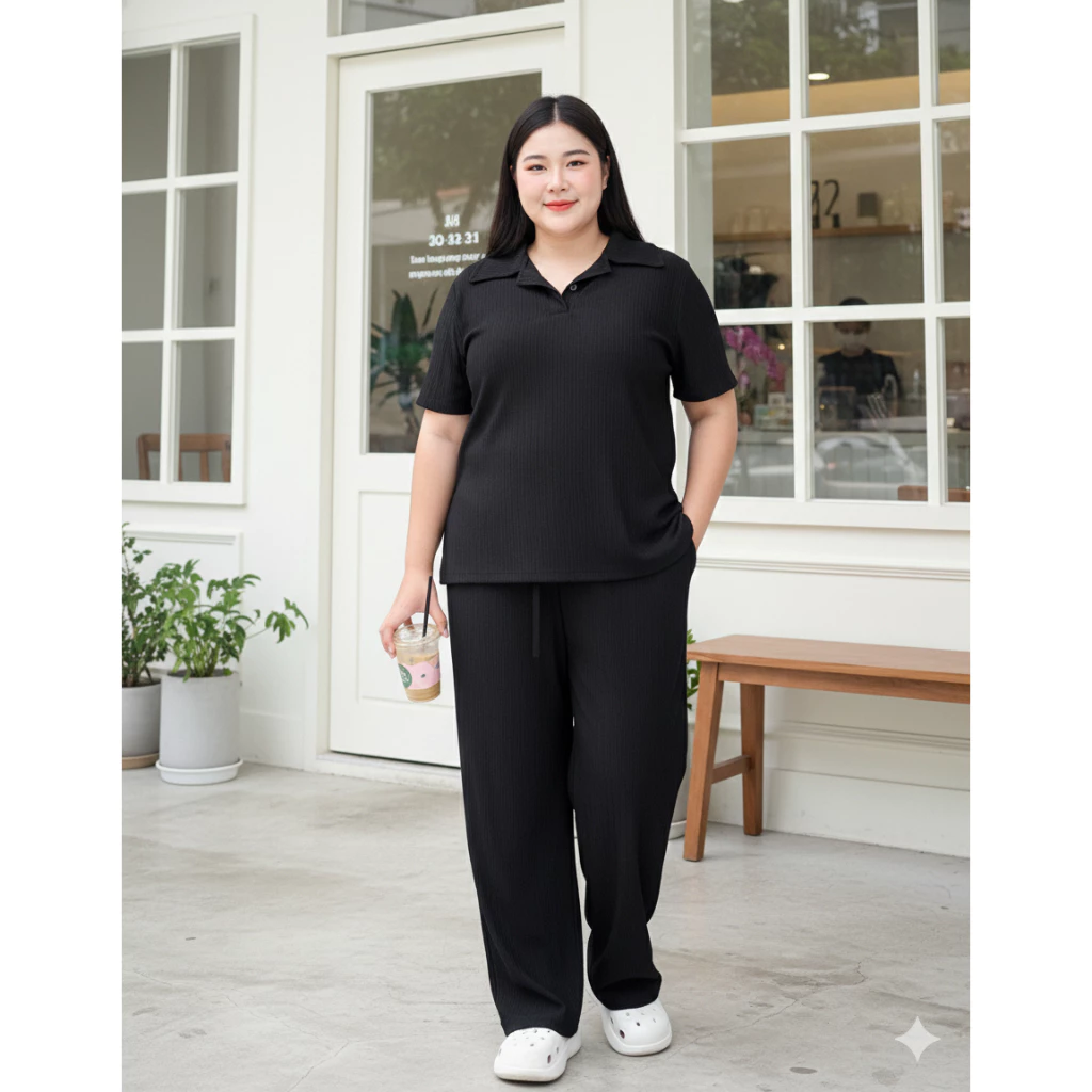 💖 ลดล้างสต็อก 💖ชุดเซ็ทสาวอวบ สาวพลัสไซส์ ไซด์ใหญ่ ใส่ได้ 100+ ทรงหลวมพอดีตัว ใส่สบาย ใส่เที่ยวได้ TZ81