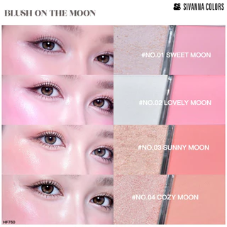 (HF760) Sivanna Colors Blush on the Moon ซีเวนน่า คัลเลอร์ส 2in1 บลัชออน&ไฮไลท์ในตลับเดียว บลัชออนเปิดผิวสว่าง มีมิติ