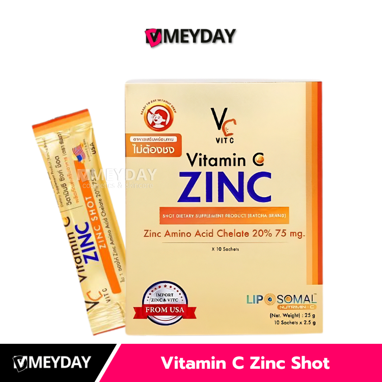 Vitamin C Zinc Shot Dietary Supplement Product (Ratcha Brand) วิตามินซี ซิงค์ ช็อต 25กรัม*10ซอง