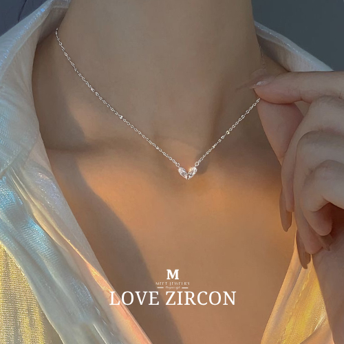 MEET💕พร้อมส่ง สร้อยเงิน Love Zircon เงินแท้925 พร้อมจี้รูปหัวใจสวยๆ แฟชั่นเกาหลี ไม่ลอกสี ไม่แพ้ผิว