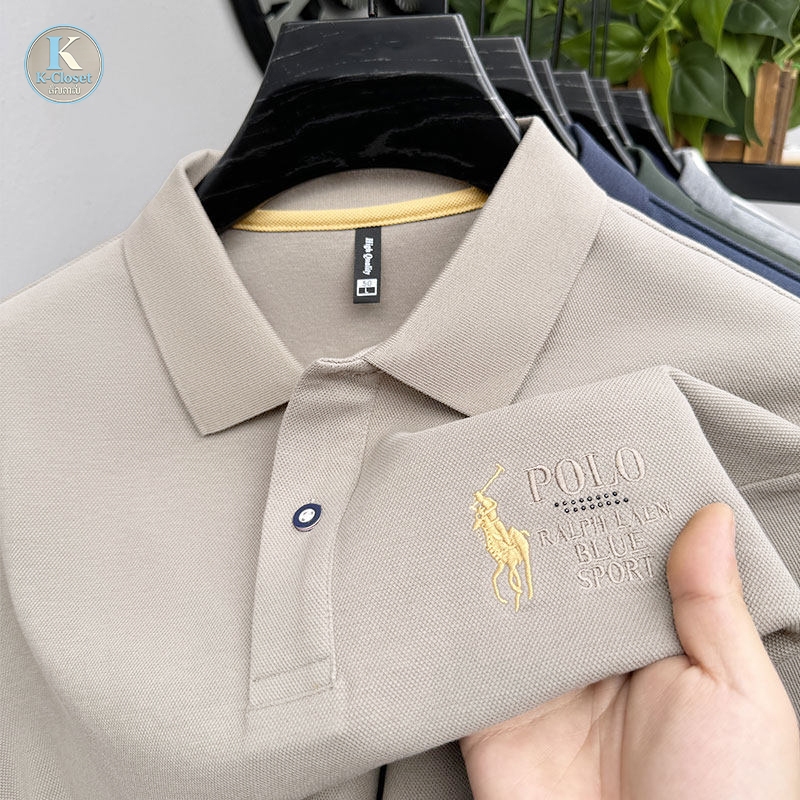 kcloset - เสื้อโปโลแขนสั้นผู้ชายผู้ใหญ่ คอตั้ง ทรงกระชับ สไตล์ลำลอง มีให้เลือก 5 สี M-3XL