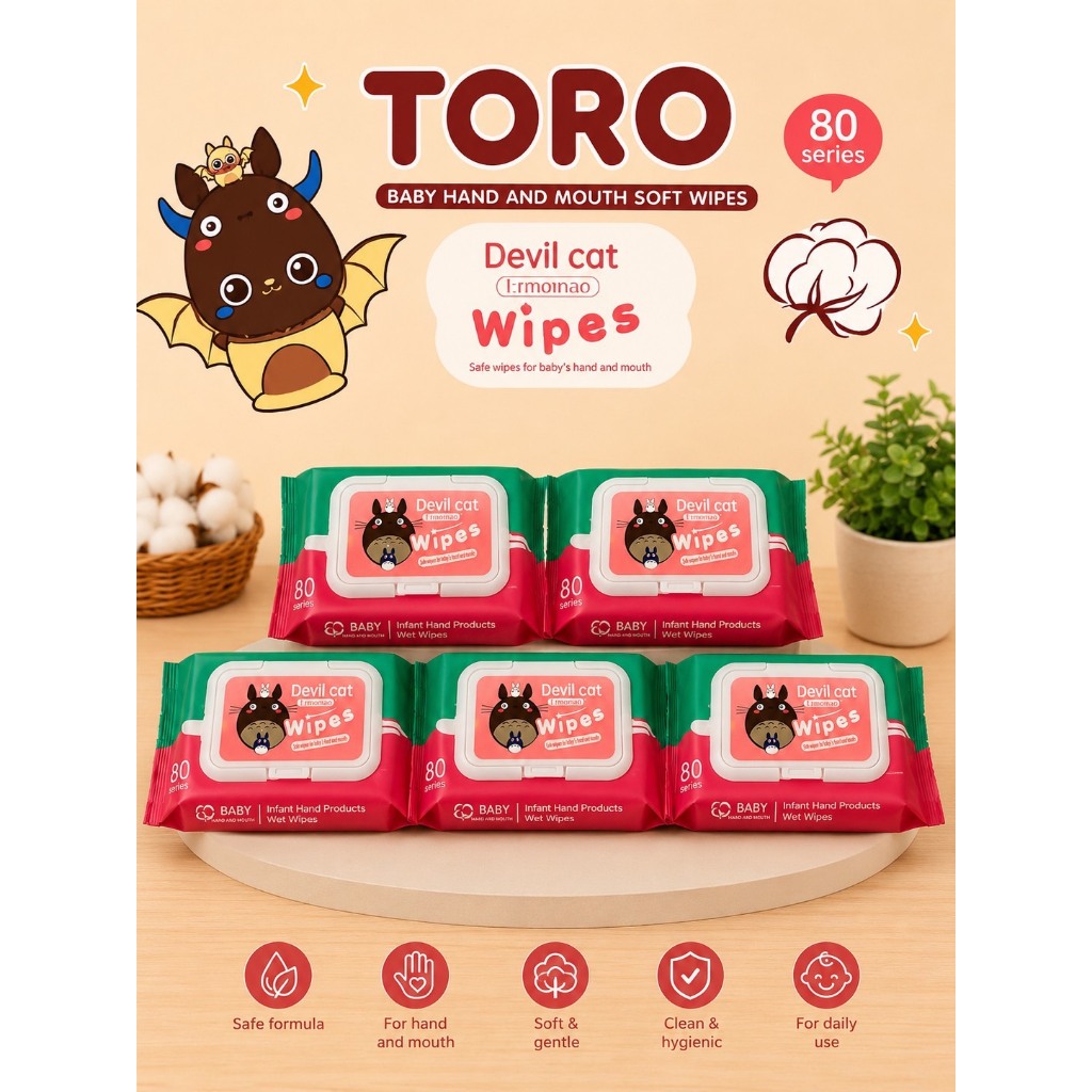 ทิชชู่เปียกคละสี  Baby Wipes 5ห่อ   1ห่อ40แผ่น ทิชชู่เปียกทำความสะอาด กระดาษทิชชู่เปียก ขนาดเล็กพกพา
