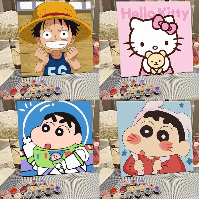 [จัดส่งทันที] ระบายสีตามต 20*20CM DIY ขึงเฟรมไม้พร้อมอุปกรณ์ ภาพระบายสีตามตัวเลข ครอสติสคริสตัล พร้อมกรอบ ภาพครอสติสคริส