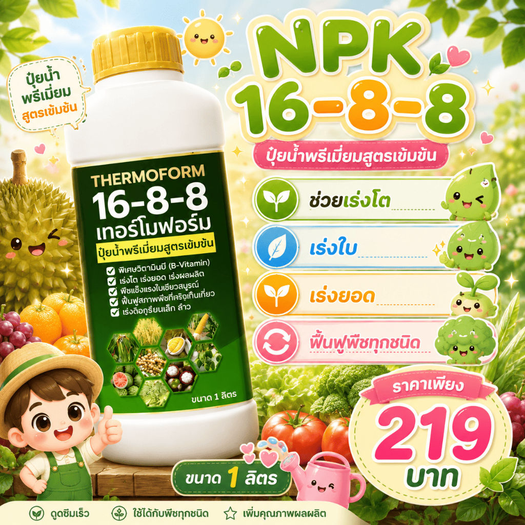 16-8-8 ปุ๋ยน้ำพรีเมียมสูตรเข้มข้น เร่งโต เร่งราก เร่งยอด