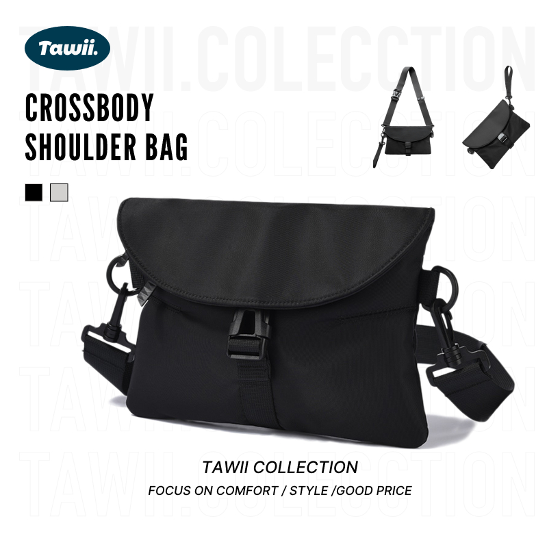Tawii. กระเป๋า messenger กระเป๋า crossbody กระเป๋าชาย กระเป๋าข้าง กระเป๋าหนัง กระเป๋าเท่ๆ วัสดุไนลอน