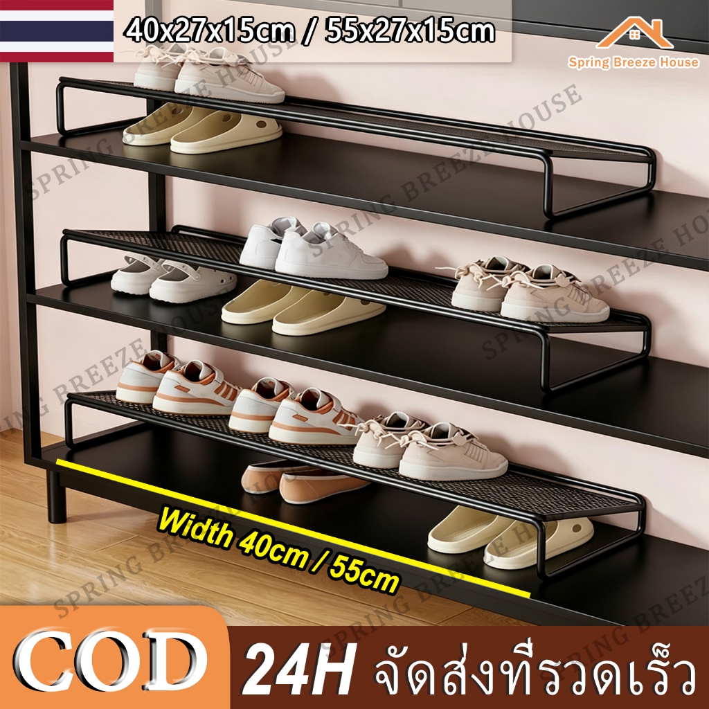 ชั้นวางรองเท้า ชั้นวางของ ชั้นวางรองเท้าหลายระดับและตู้เก็บรองเท้าที่มีชั้นวางและที่กั้นช่วยประหยัดพื้นที่จัดเก็บ