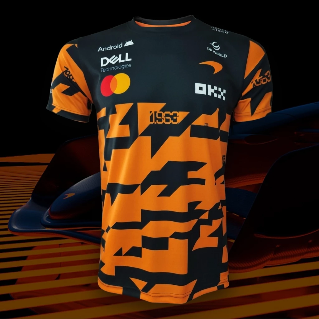 เสื้อ F1 เสื้อยืดคอกลมแขนสั้นฟอร์มูลาวัน ทีม แม็คลาเรน เรสซิ่ง #FM0208 พิมพ์ทั้งตัว ไซส์ S-5XL