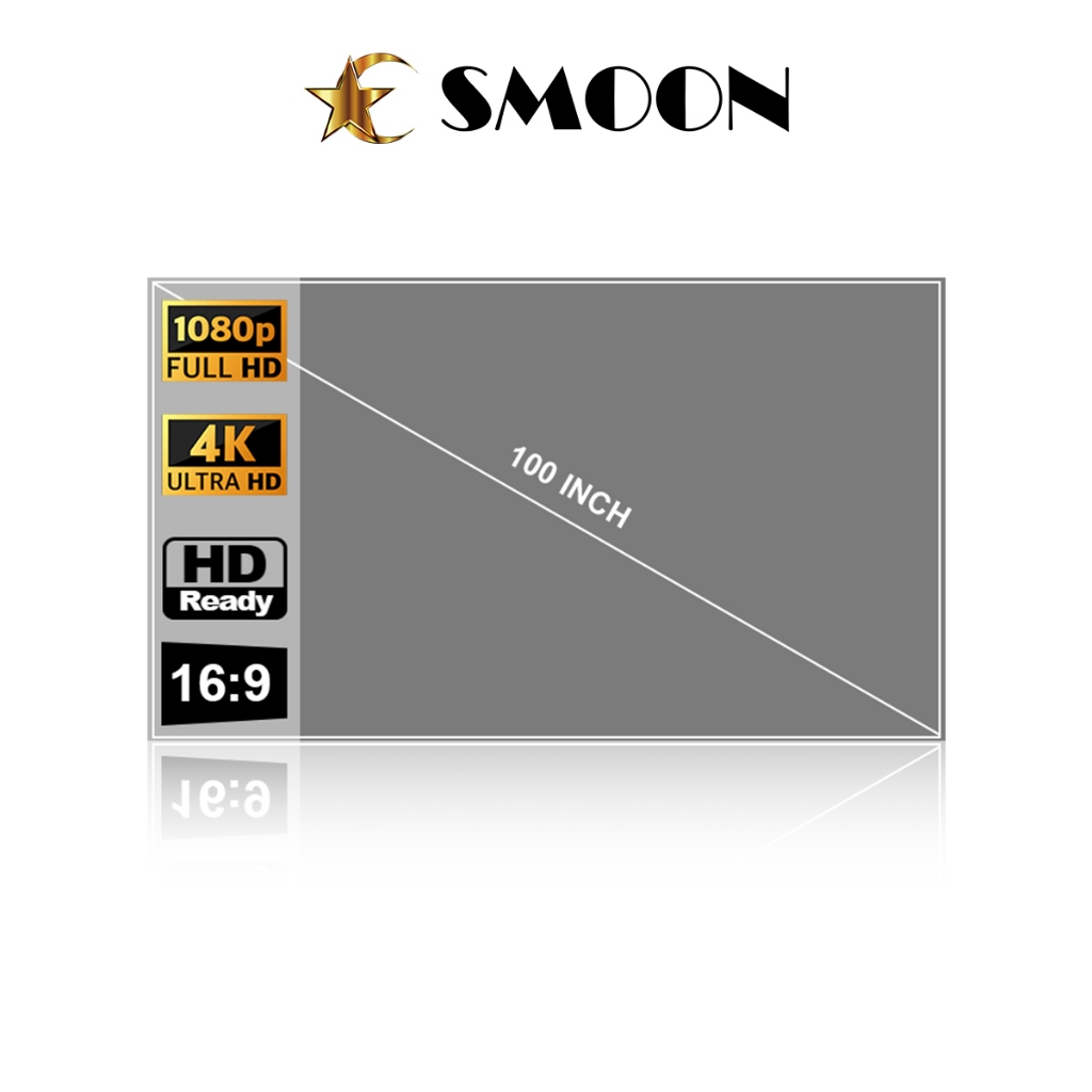 SMOON จอโปรเจคเตอร์ รุ่น10s ป้องกันแสงรบกวนออกแบบด้วยเทคโนโลยี ALR ภาพคมชัด รองรับการฉายภาพระดับ 4K/8K HDR ขนาด100 นิ้ว