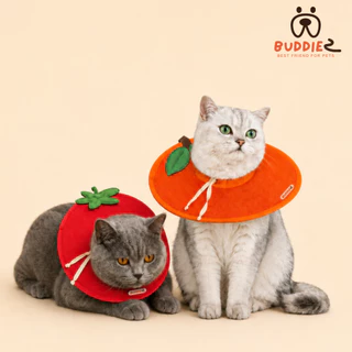 Buddiez ปลอกคอกันเลีย น้องหมาน้องแมว ผ้าตาข่ายมีฟองน้ำซัพพอร์ต ลายผลไม้สุดคิ้วท์ นุ่มใส่สบาย ไม่อับชื้น ระบายอากาศได้ดี