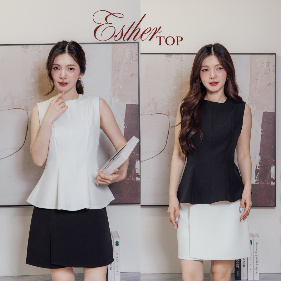 ONCEANDTWICE | Esther Top เสื้อแขนกุด ทรงเก็บเอว ใส่แล้วหุ่นสวย เอวเล็ก สุภาพ แมตช์ง่าย