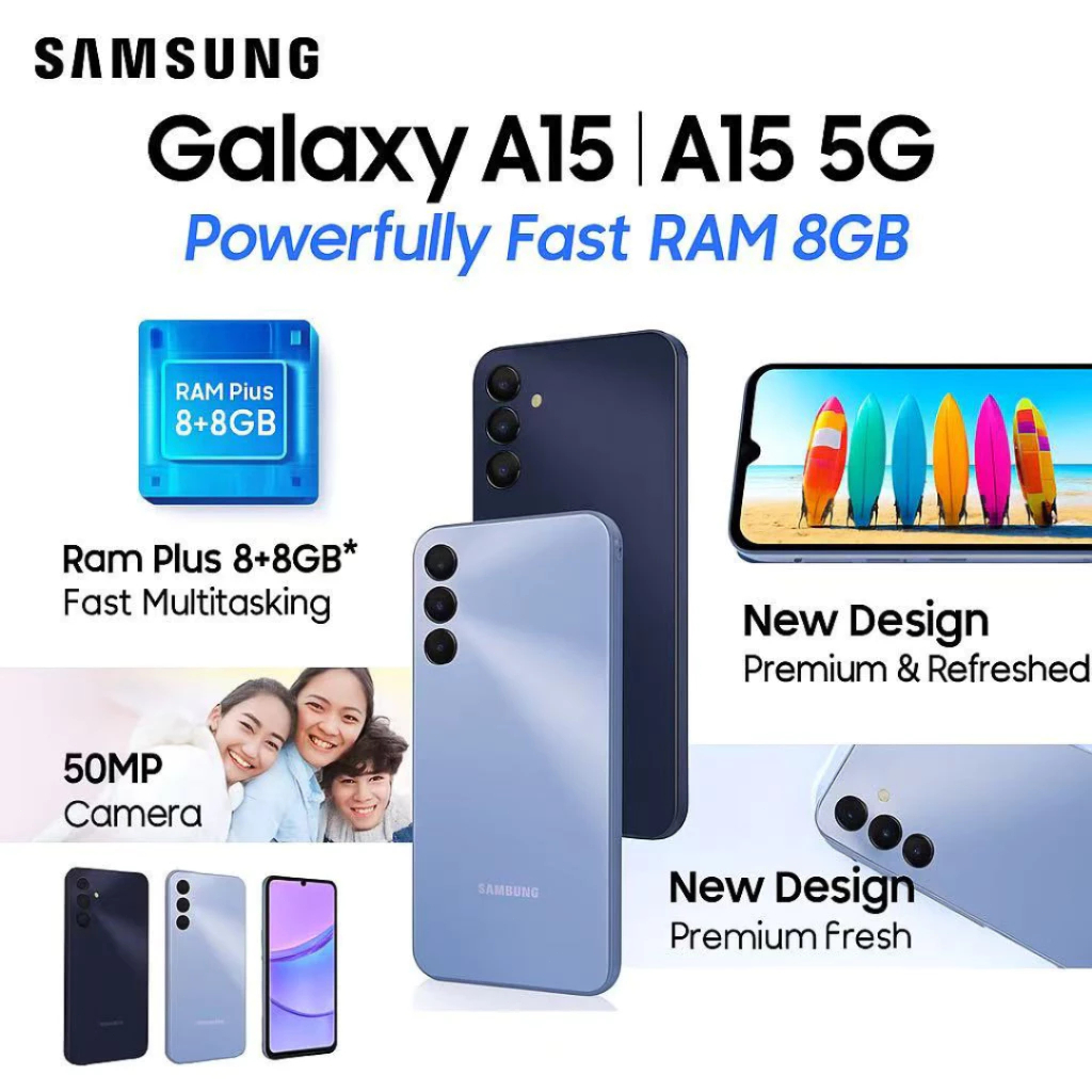 Samsung Galaxy A15 5G | 6GB + 128GB | จอ AMOLED 6.5” 90Hz | กล้อง 50MP | ชิป HELIO G99 | แบต 5000mAh