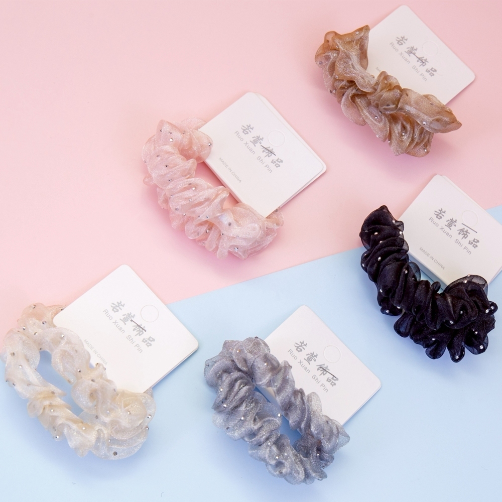 ยางรัดผมผ้าชีฟอง สีเรียบหรู เนื้อนุ่ม ยืดหยุ่นสูง ไร้รอยต่อ มี 5 สีให้เลือก