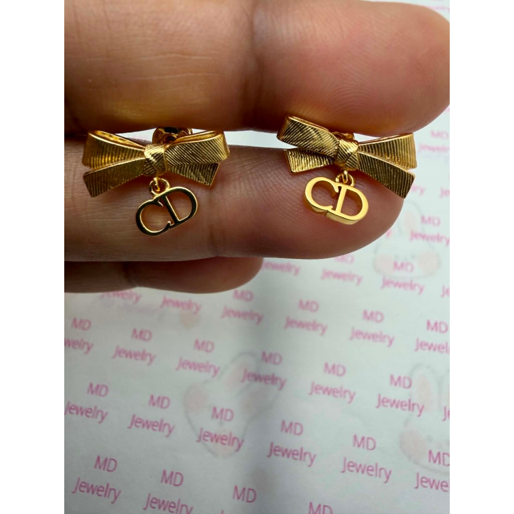พร้อมส่ง ต่างหูโบว์สีทองน่ารัก คอลใหม่ งานพรีเมี่ยม ทองเหลือง