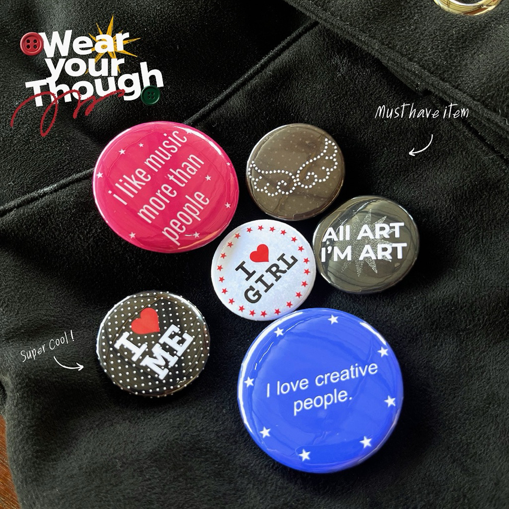 [Twinnem] เข็มกลัดติดกระเป๋า เข็มกลัดติดเสื้อ ขนาด 32 mm Y2K Badge fashion