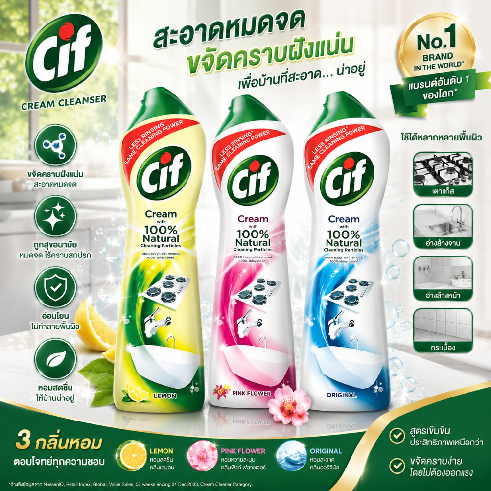 Cif cleaning cream ผลิตภัณท์ทำความสะอาด ขนาด 660 ml.