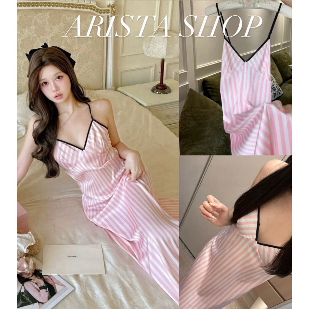 ❌พร้อมส่ง ส่งไว❌เดรสชุดนอน Ice Silk Pajamas (ผ้านำเข้า)