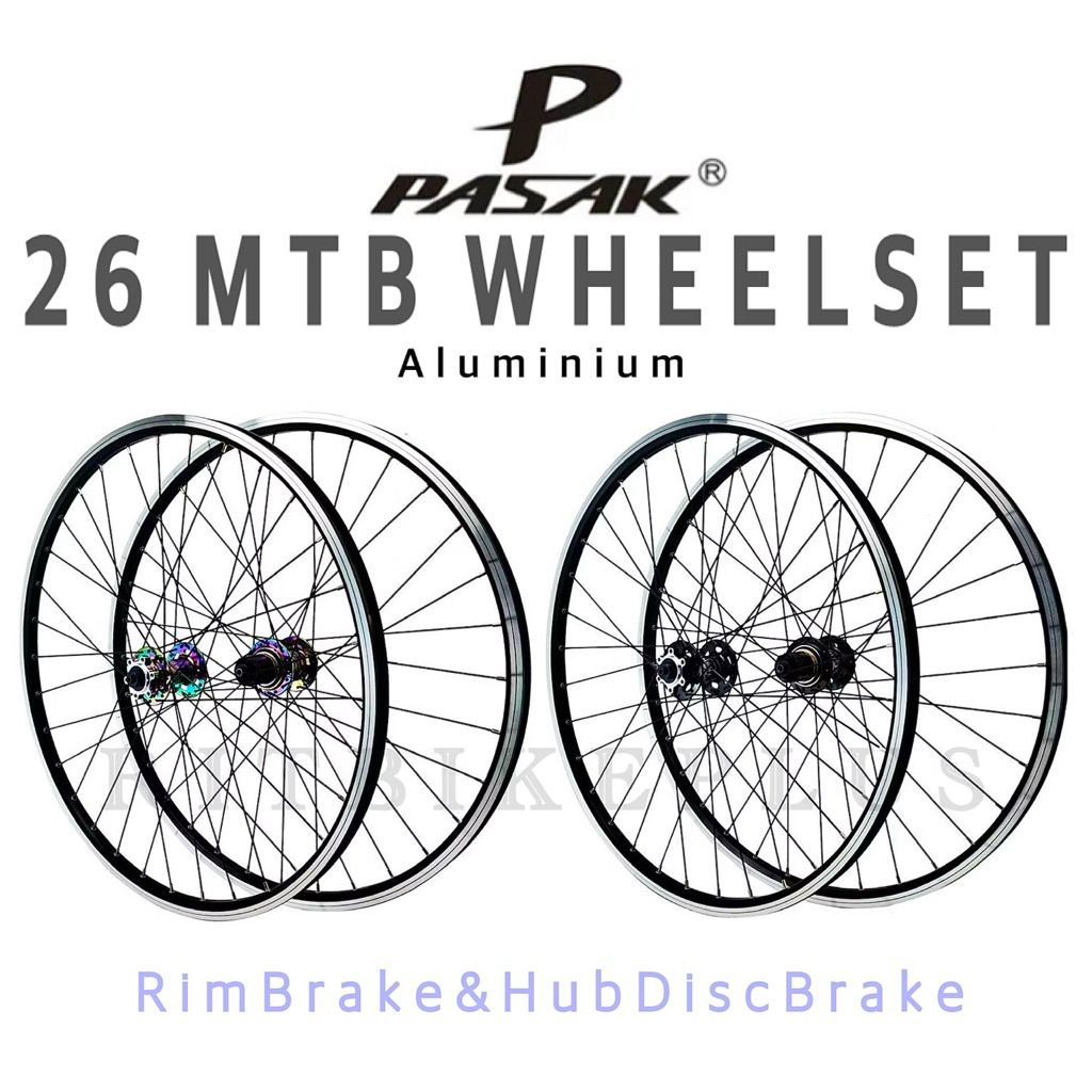 New2026 ล้อจักรยานเสือภูเขา 26" PASAK ขอบล้อริมเบรค ดุมดิสก์ ใช้ได้ทั้งสองแบบ มีดุมสีดำและสีรุ้ง