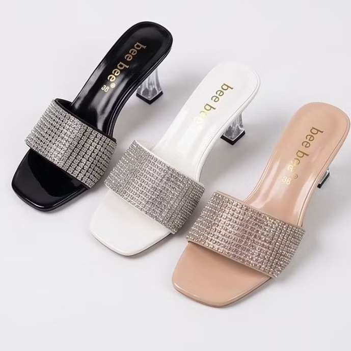 รองท้าส้นแก้ว ไซส์ 36-40 สูง 2.5 นิ้ว หน้าเพชร วิบวับ ใส่สวย หรูหรา ออกงาน ปาร์ตี้ คะสาว ๆ