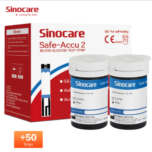 Sinocare เฉพาะแผ่นตรวจวัดระดับน้ำตาลในเลือด(เบาหวาน) รุ่น Safe AQ max III