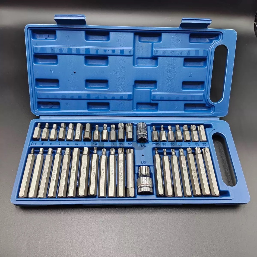 ชุดดอกสว่าน 40 ชิ้น สำหรับซ่อมรถยุโรป (Torx, หกเหลี่ยม, สไปน์) พร้อมกล่องจัดเก็บ ครอบคลุมทุกงาน ซ่อมรถยนต์-มอเตอร์ไซค์-จ