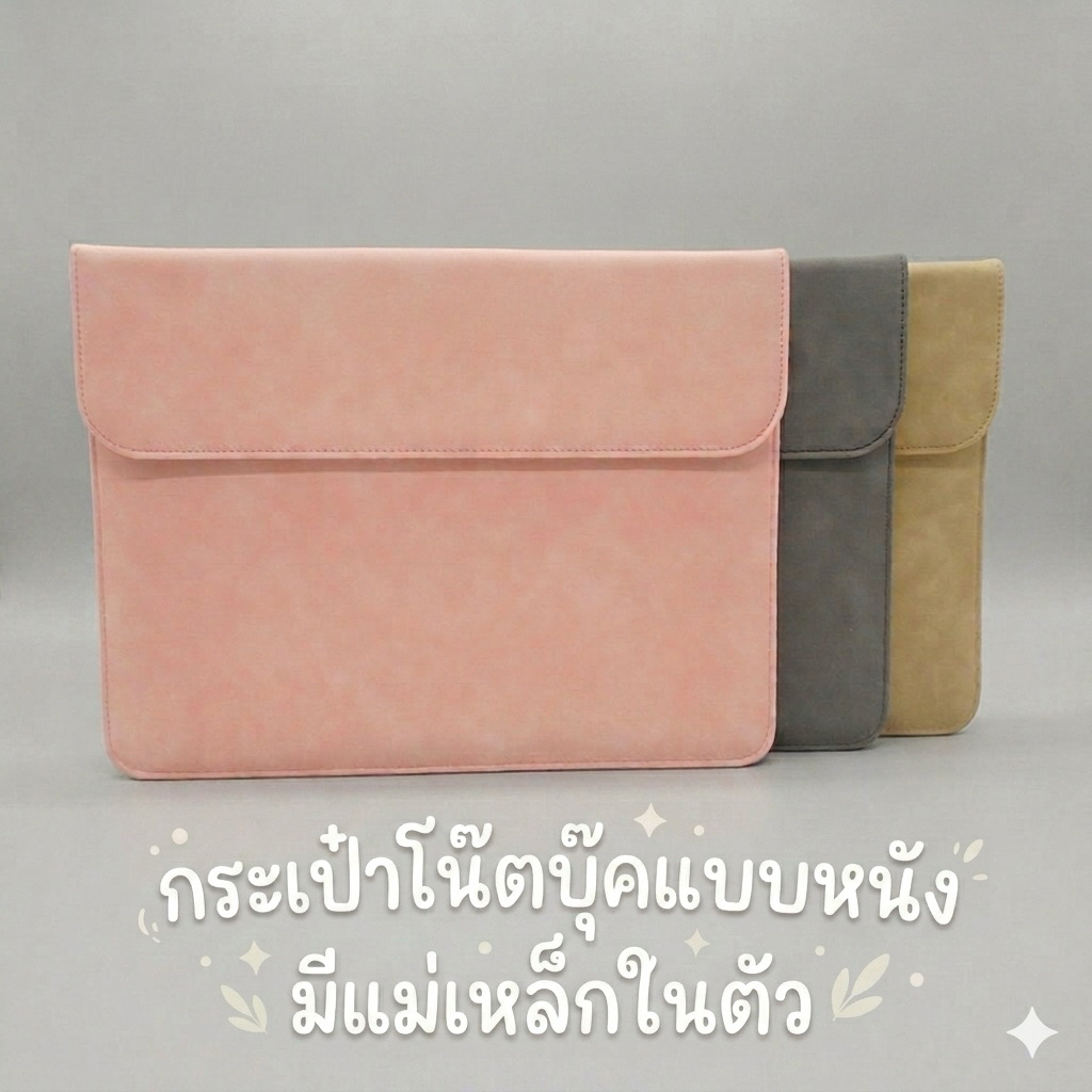 (พร้อมส่งจากไทย)กระเป๋าโน๊ตบุ๊ค กระเป๋าแม็คบุ๊ค แบบหนังเปิดปิดด้วยแม่เหล็ก
