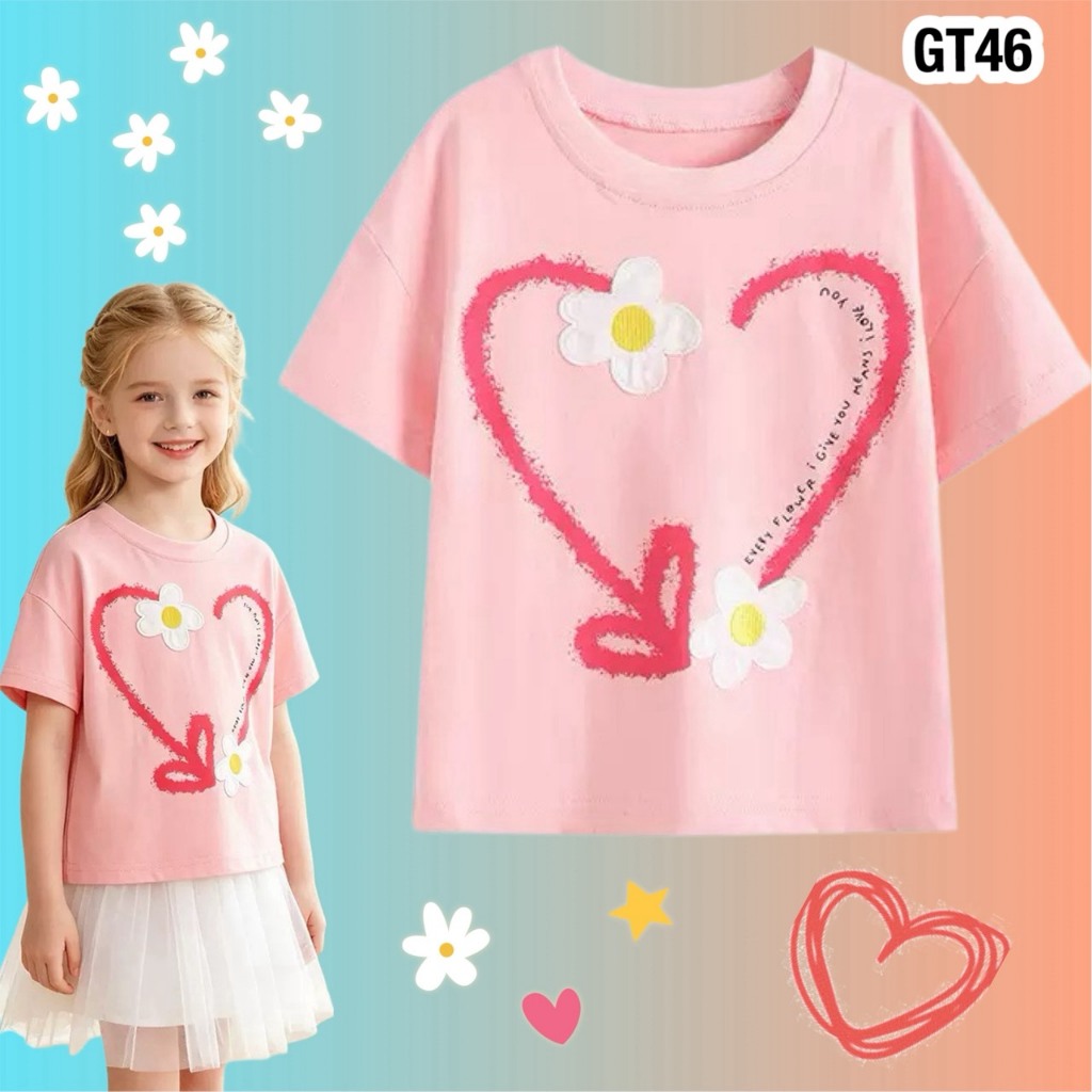 พร้อมส่งจากไทย GT46 เสื้อยืดแขนสั้น สกรีนลายน่ารัก ผ้าไม่หนา ใส่สบาย ระบายอากาศได้ดี คุณภาพดี‼️