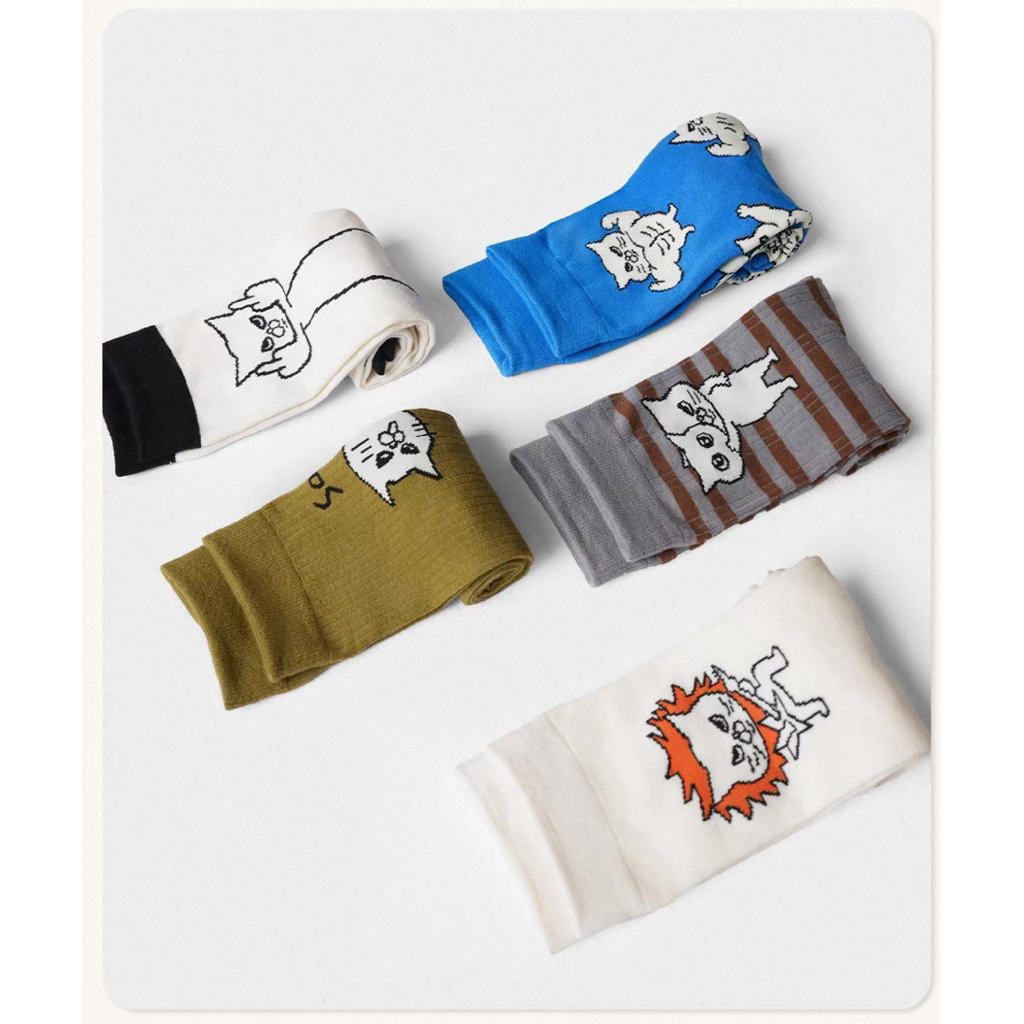 MIX’S SOCKS ถุงเท้าข้อยาว ถุงเท้าทาสแมว ลายน้องแมวกวนๆใส่ไปเที่ยวไปคาเฟ่กับเพื่อนเหมาะมาก ทาสแมวต้องมี ไซส์36–42us