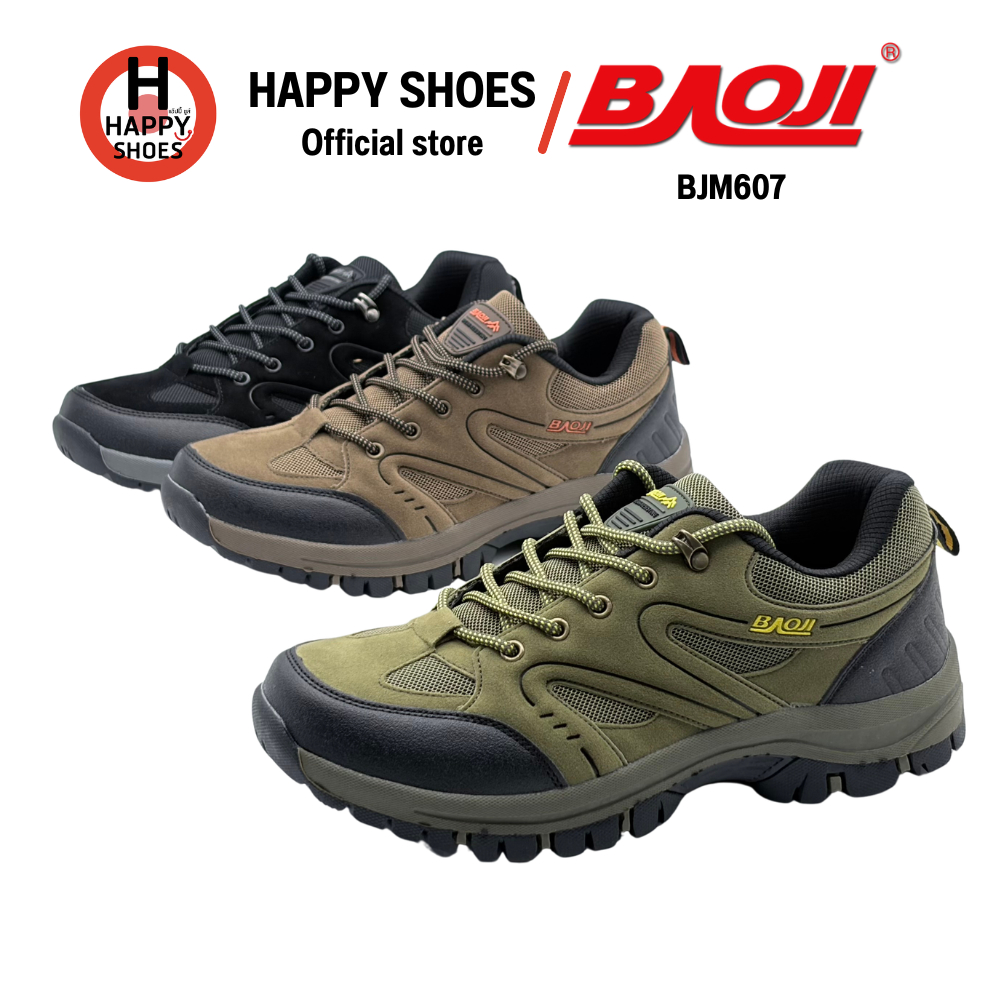BAOJI บาโอจิ BJM607 รองเท้าผ้าใบเดินป่า outdoor สำหรับผู้ชาย เบอร์ 41-45 ทนทาน สวมใส่สบายเท้า