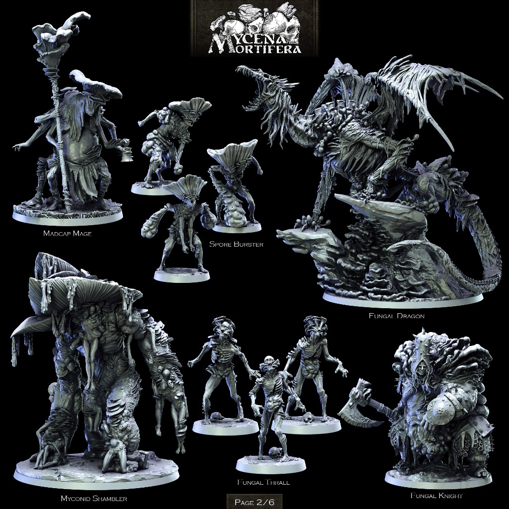 Mycena Mortifera Part 1 1/2 งาน Resin D&D DnD Miniature Model สำหรับ Tabletop ตั้งโชว์