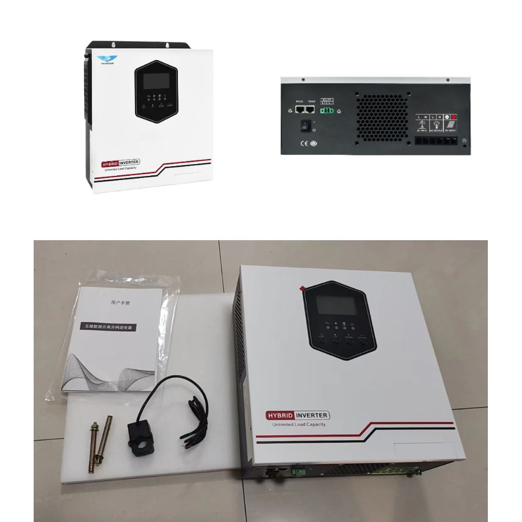 ไฮบริด อินเวอร์เตอร์ (Hybrid Off Grid/Grid Tie Inverter without Battery) รุ่น HG6200Qขนาด6.2Kwไม่รองรับแบตพร้อมCTกันย้อน