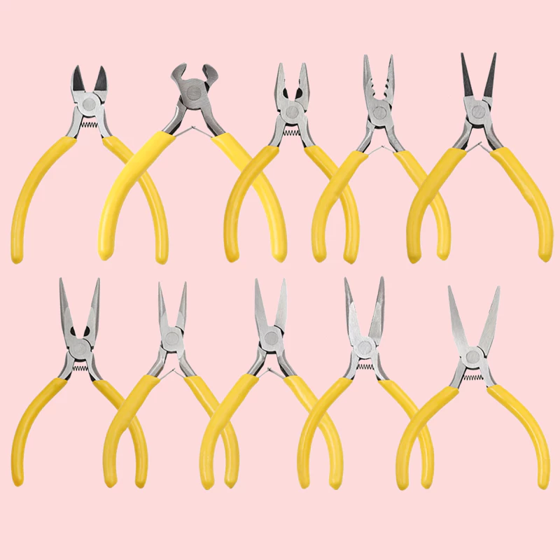 กรรไกรงานฝีมือสีเหลืองจับถนัดมือ กันลื่น ใช้ตัดแต่งชิ้นส่วนเครื่องประดับ DIY สร้อยคอ ต่างหู