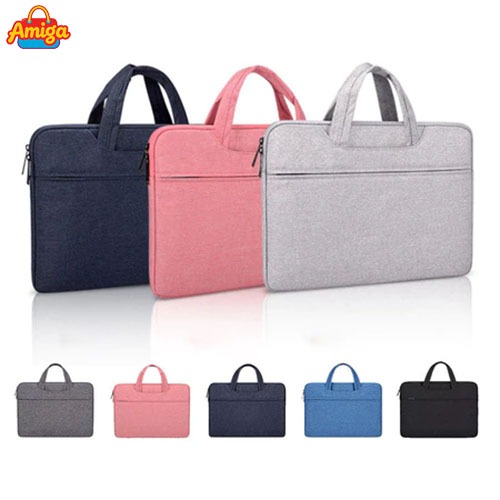 Amiga กระเป๋าโน๊ตบุ๊ค กระเป๋าเก็บโน๊ตบุ๊ค ด้านในบุผ้าหนานุ่ม มี 3 สี กันน้ำ กันฝุ่น14นิ้ว /15.6นิ้ว ~ กระเป๋าโ