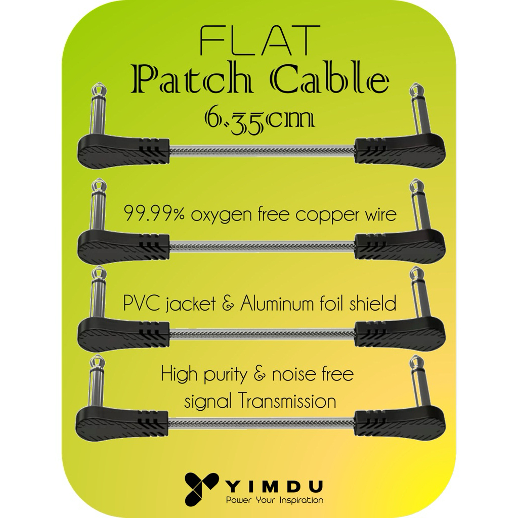 YIMDU Oxygen Free Copper Flat Patch Cable  สายพ่วงเอฟเฟค OFC ทองแดงบริสุทธิ์ 15cm 4เส้น